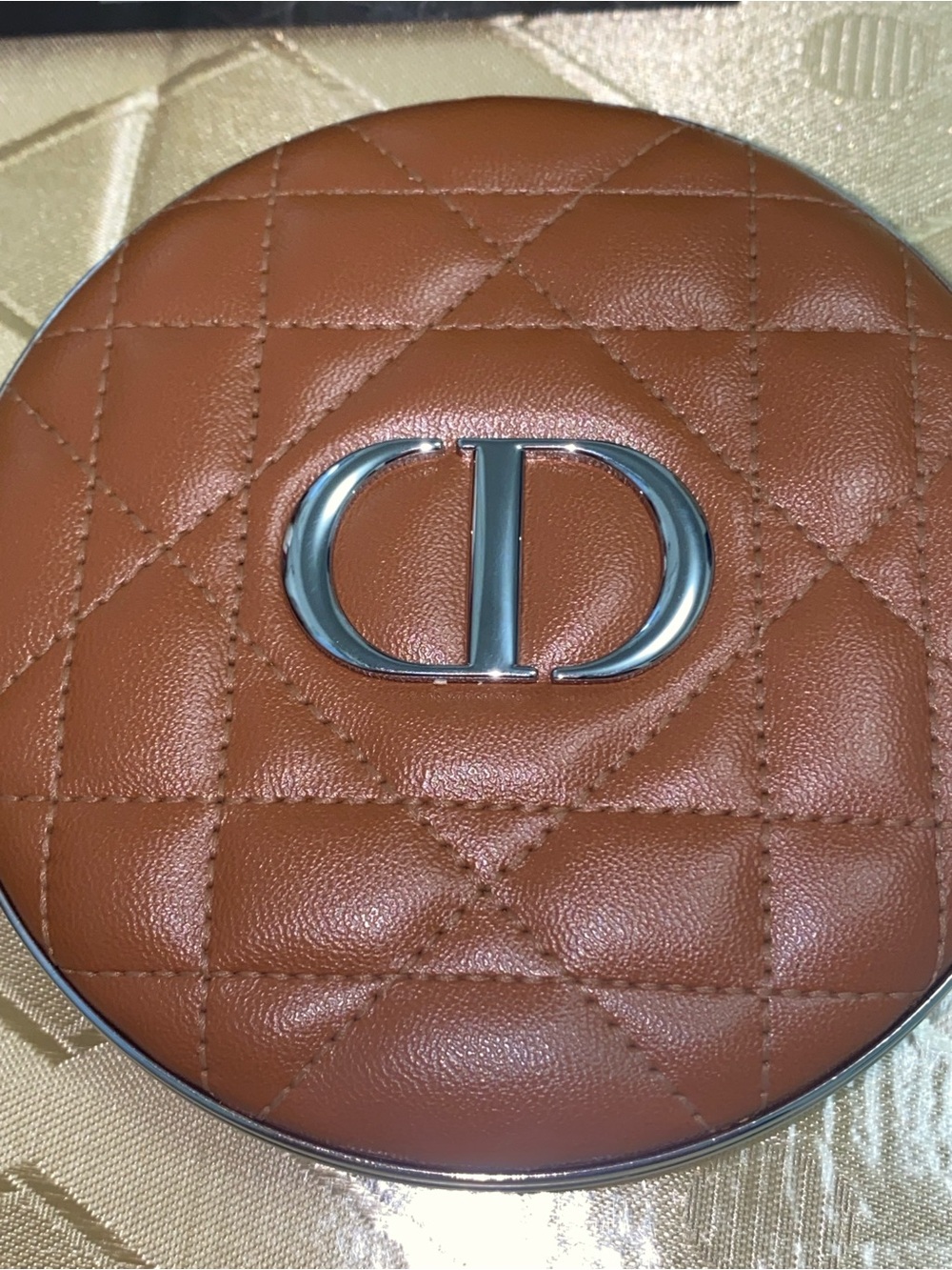 Dior Quilted Leather Bronze Compact with Silver CD Logo Forover Nude New Bronzer - Picture 5 of 7